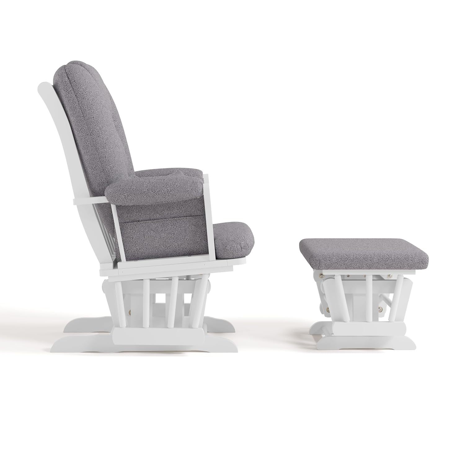 Storkcraft Tuscany Custom Glider and Ottoman with Free Lumbar Pillow (White/Slate Gray Swirl) - Cleanable Upholstered Comfort Rocking Nursery Chair with Ottoman