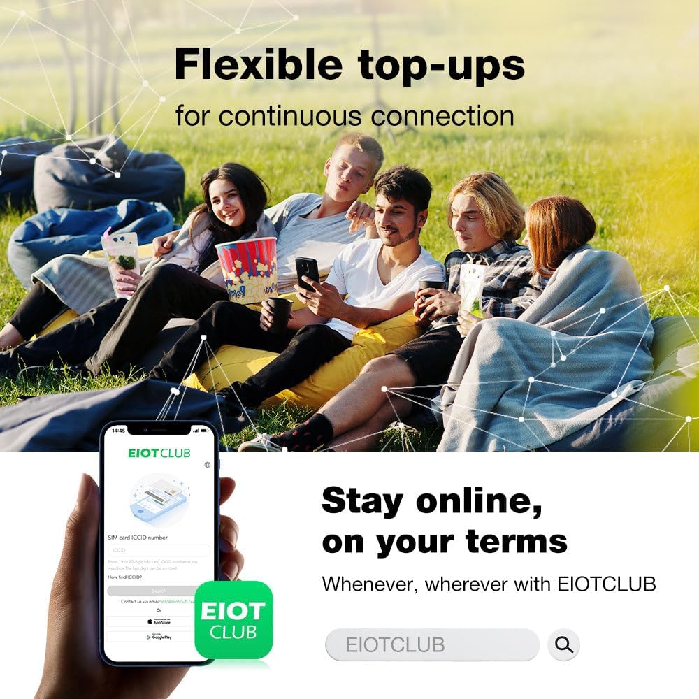EIOTCLUB Prepaid Data SIM Card for 5G/4G LTE Security Cameras - 24GB 360Day Reliable IoT Connectivity for Non-WiFi Areas (Farm, Barn, Construction Site- Works with U.S. Networks (No Contract)