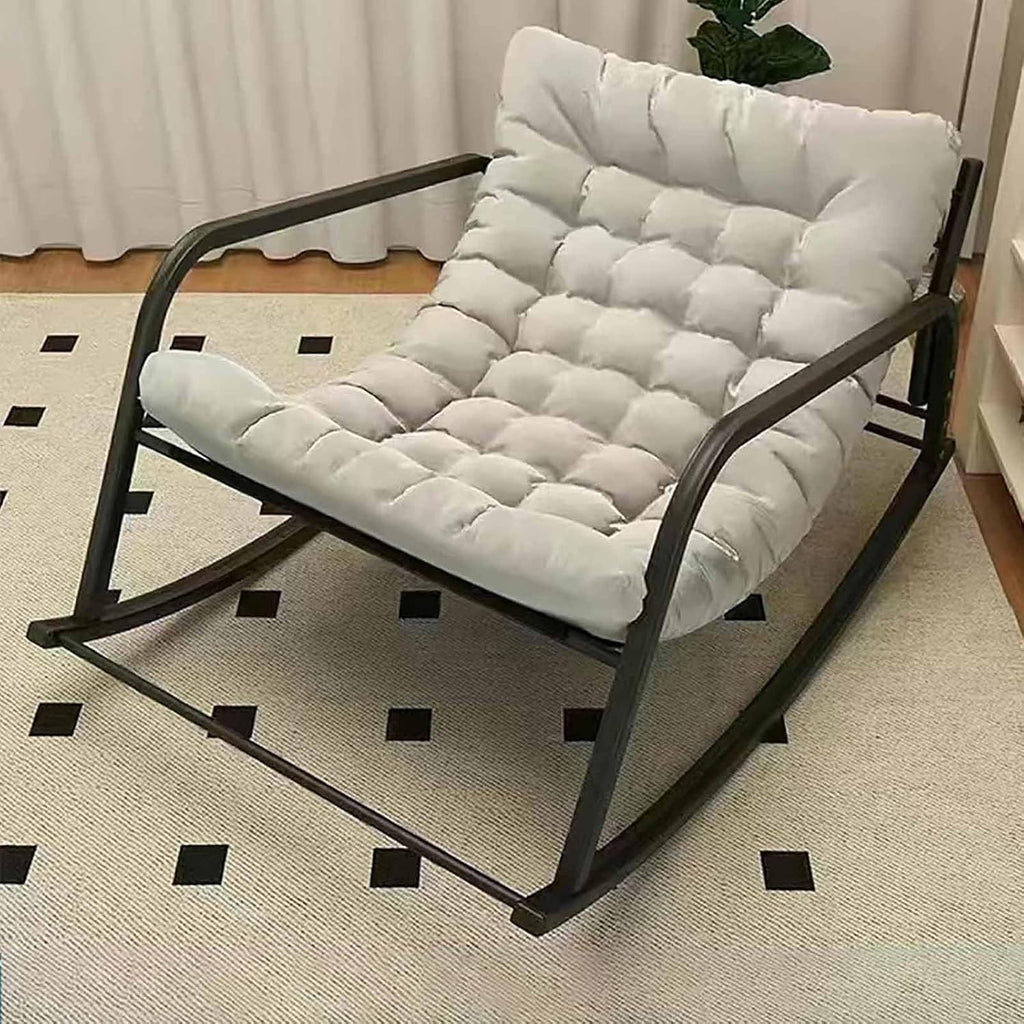 Patio Rocking Chairs, Egg Chair Outdoor, Indoor Papasan Chair, Upholstered Glider Rocker Chair, Modern Rocking Chair, Comfy Side Chair for Living Room Bedroom Garden,Gray
