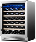 Yeego Wine Fridge Cooler - 24 Inch Wine Fridge Hold 52 Bottles, 40-65°F Wine Refrigerator Glass Door, Built in Fridge, Freestanding Adjustable Shelves Fridge for Beer Soda Drink Home Bar Office