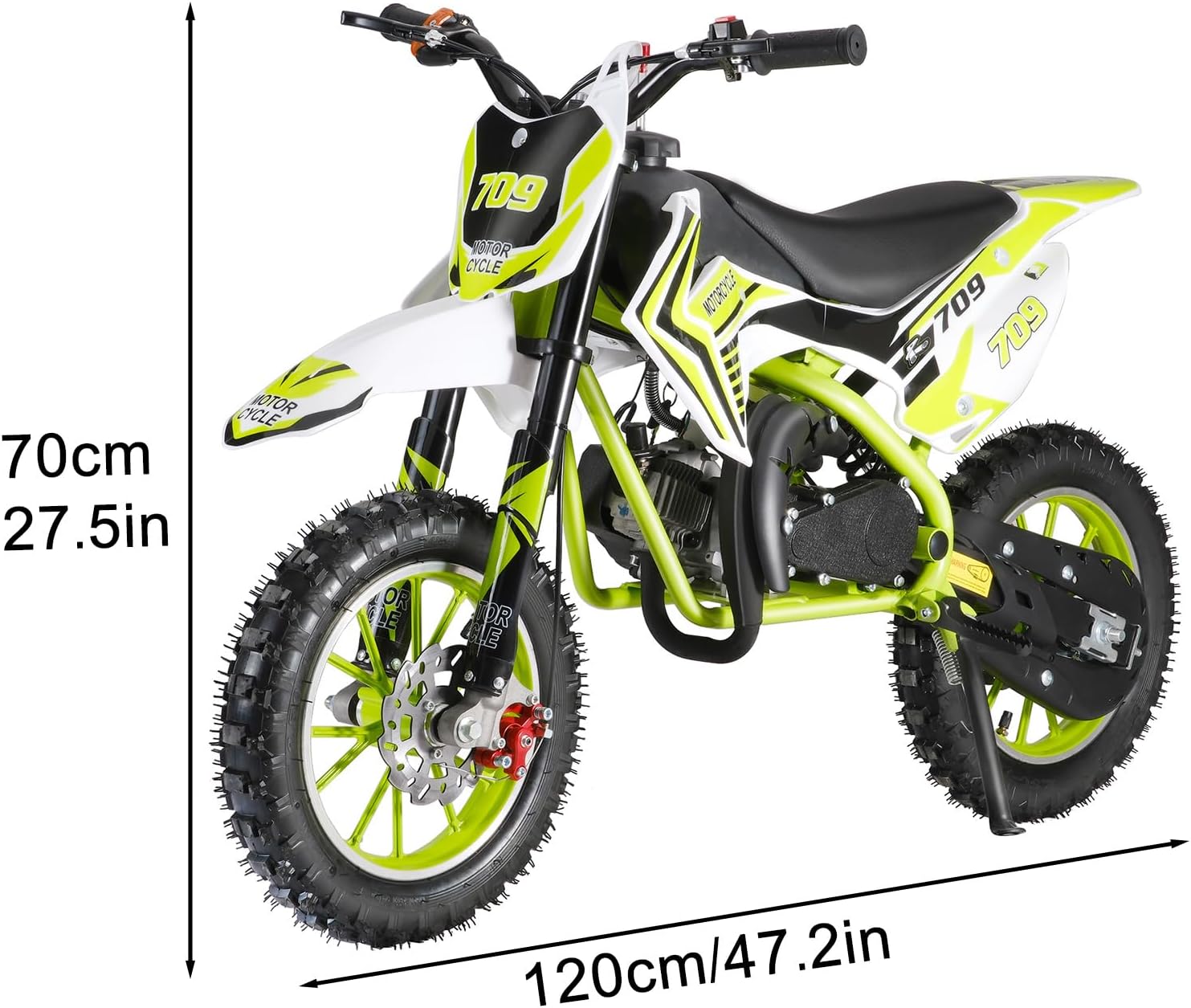 49cc 2-Stroke Kids Dirt Bike, Gas Power Motocross, Off Road Mini Motorcycle, Pocket Motorbike with Front Rear Disc Brakes, Racing Max Speed 30KM/H (Red)