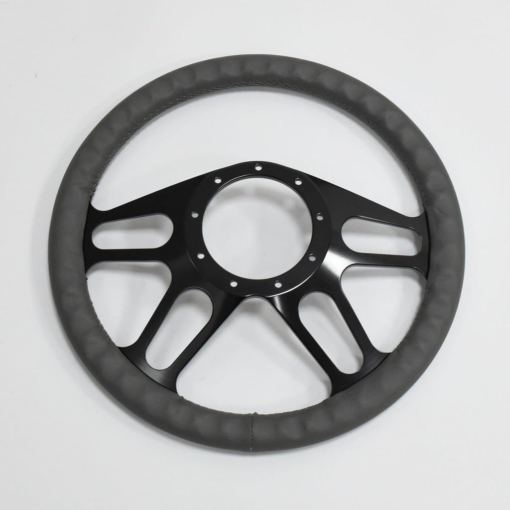 14'' Billet Full Wrap 9 Bolts Steering Wheel with 2'' Dish and Horn Button (Walnut Wood)