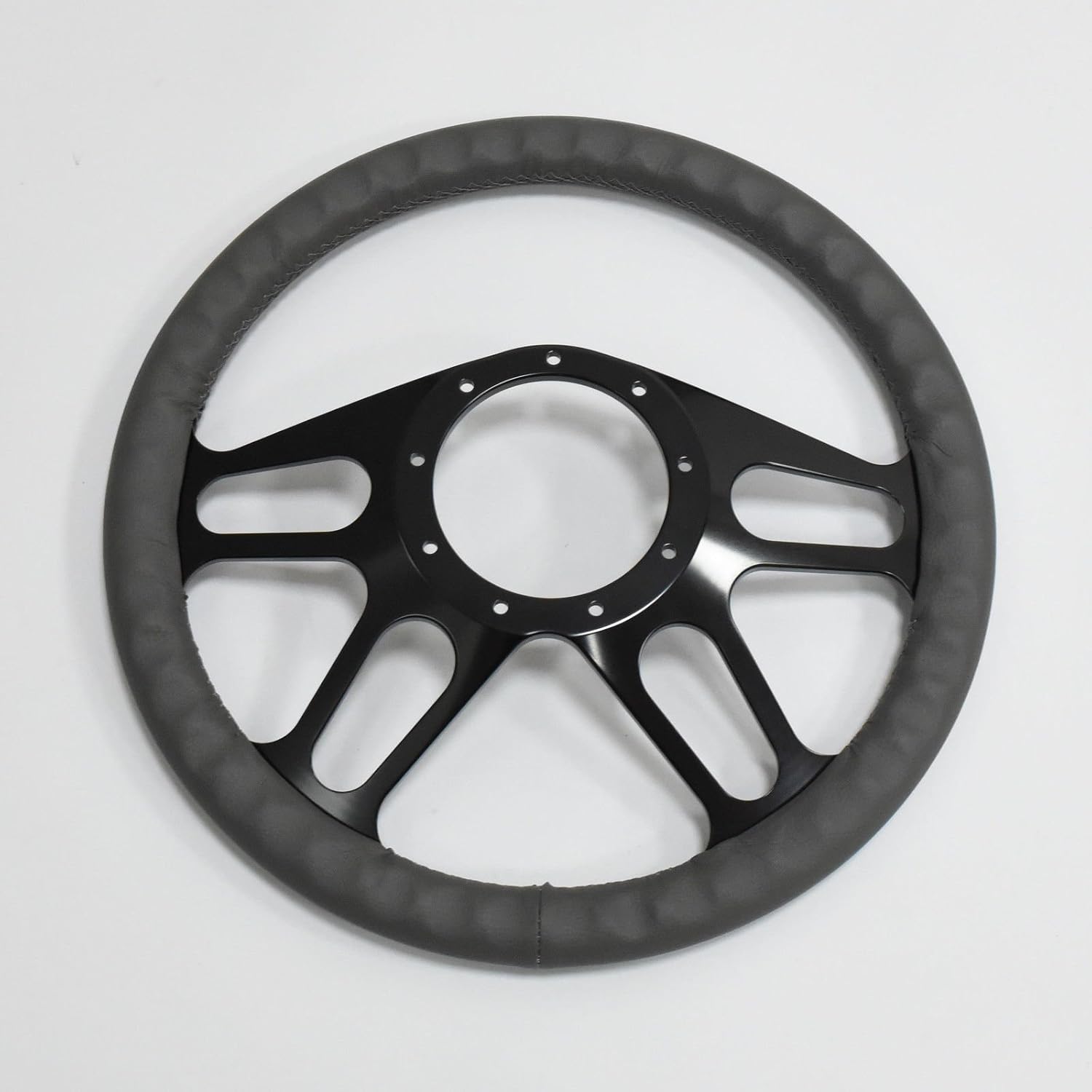 14'' Billet Full Wrap 9 Bolts Steering Wheel with 2'' Dish and Horn Button (Walnut Wood)