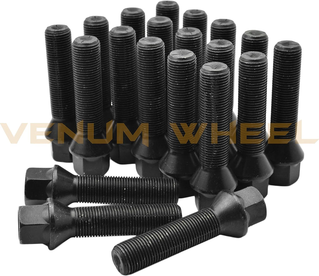 4 Pc 5x112 MM 15 MM & 20 MM Hub Centric Wheel Spacers Staggered + Black M14x1.5 Conical Tapered Lug Bolts Compatible with Audi Vehicles 2009-2019 with Aftermarket Wheels