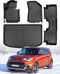 Floor Mats for Kia Soul 2014-2019: 4 PCS All Weather Cargo Liner Custom Fit for Soul (Not for Hybrid) 2014 2015 2016 2017 2018 2019, TPE Rubber Carpet Trunk Rugs Interior Protection Accessories
