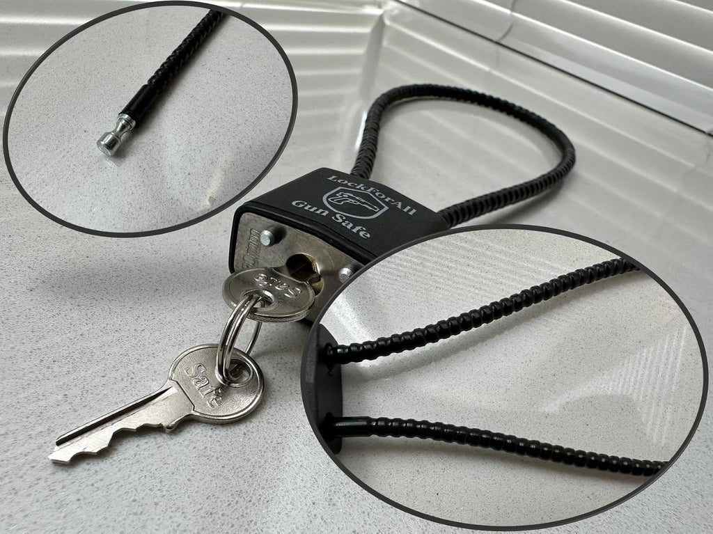 8.5' Cable Gun Locks with Keys-Hunting Sports, Keyed Alike Safe Lock CA DOJ Approved for Pistols, Handguns, Rifles, and Shotguns, Home, Storage Firearm Locking and Safety (100)