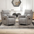 CANMOV Rocker Recliner, Manual Swivel Recliner with Overstuffed Cushion, Nursing Chairs for Living Room, Swivel Glider Recliners with Soft Backrest, Grey