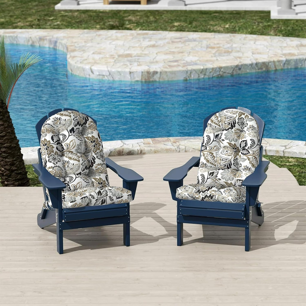 Indoor/Outdoor Adirondack Chair Cushions 44 x 19 x 4 Inch, Tufted Outdoor Rocking Chair Cushion, Anti-Slip High Back Patio Chair Cushions, Set of 2,Dailey Tan