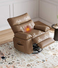 GarveeHome Oversized Power Rocker Swivel Recliner Chair - Heat and Massage, PU Leather Electric Glider Rocking Chair with USB Port, Glider Recliner Nursery Chair for Living Room, Bedroom, Nursery