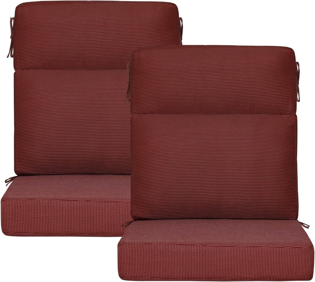 Outdoor High Back Chair Cushion, 2 Pack 44x21 inches Patio Chair Cushions Water Repellent Rocking Cushions Indoor Furniture Seat Pad, Tan Dotted Red Base