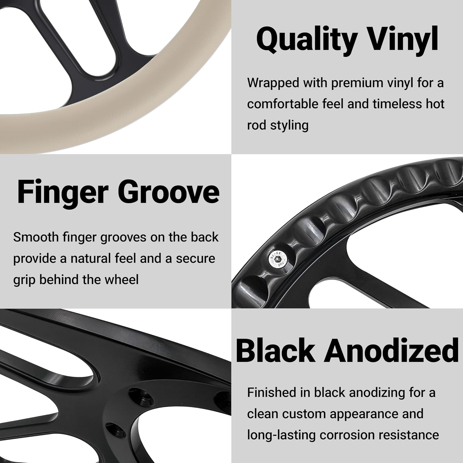14'' Billet Half Wrap 9 Bolts Steering Wheel with 2'' Dish and Horn Button(Tan)