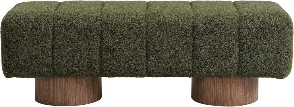 Christopher Knight Home Manila 50' Boucle Fabric Dining Bench, Rectangular Upholstery Ottoman Bench, Bedroom End of Bed Footstool, Living Room Extra Seat Footrest, No Assembly Needed, Jungle Green