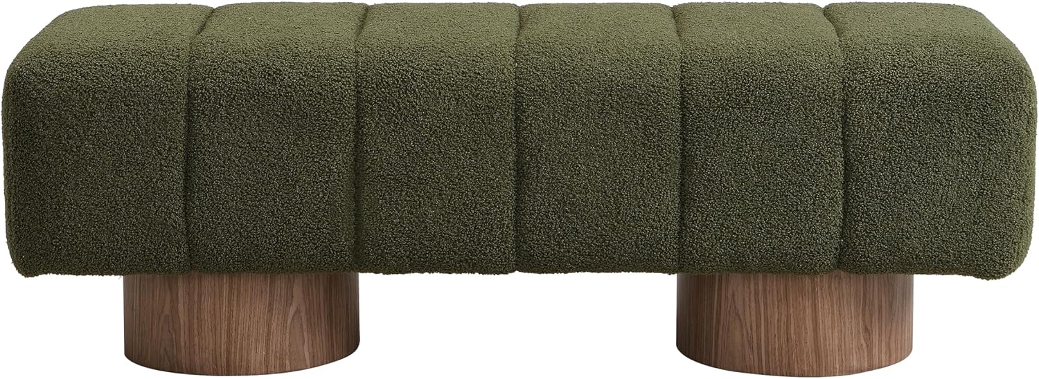Christopher Knight Home Manila 50' Boucle Fabric Dining Bench, Rectangular Upholstery Ottoman Bench, Bedroom End of Bed Footstool, Living Room Extra Seat Footrest, No Assembly Needed, Jungle Green