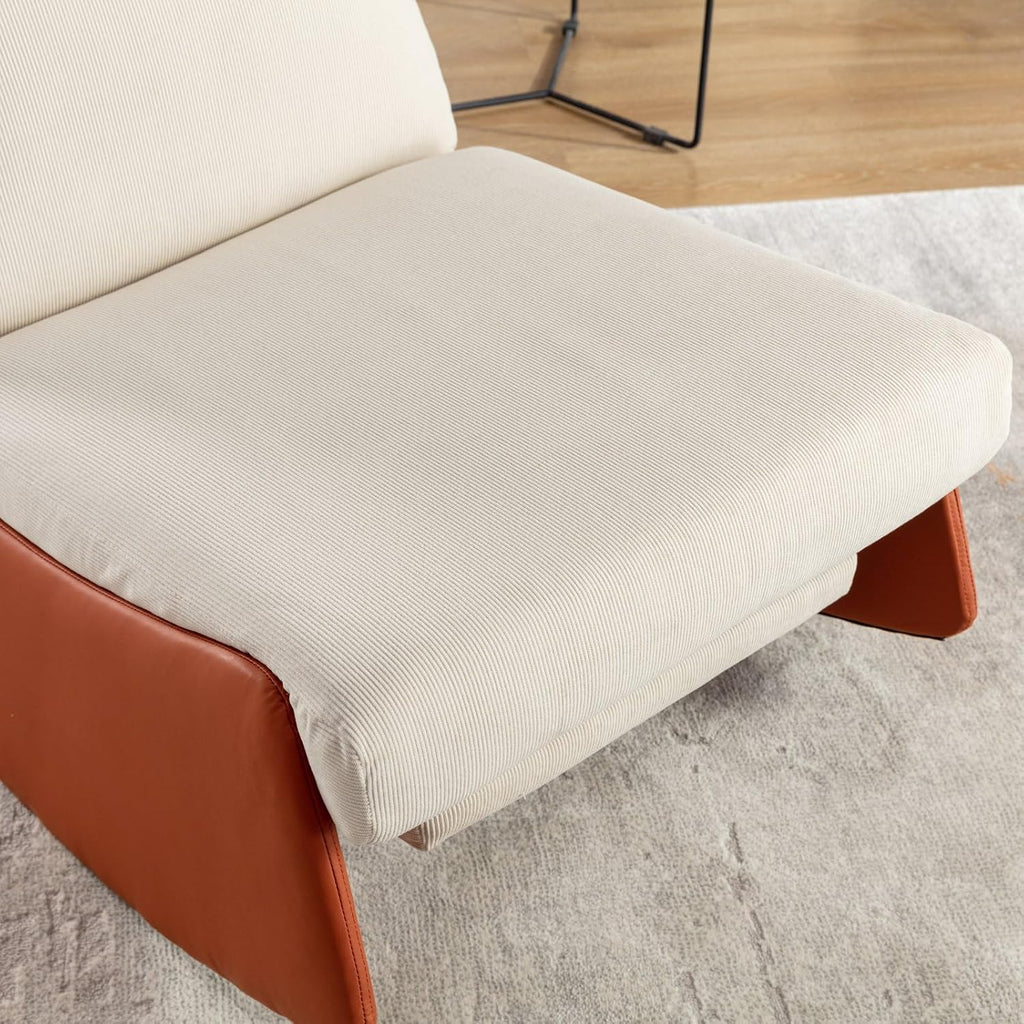 Modern Rocking Recliner Chair with Footrest - Comfortable Padded Lounge Chair for Nursery, Reading & Relaxation, Indoor Soft Rocking Chair for Living Room & Bedroom (Orange)