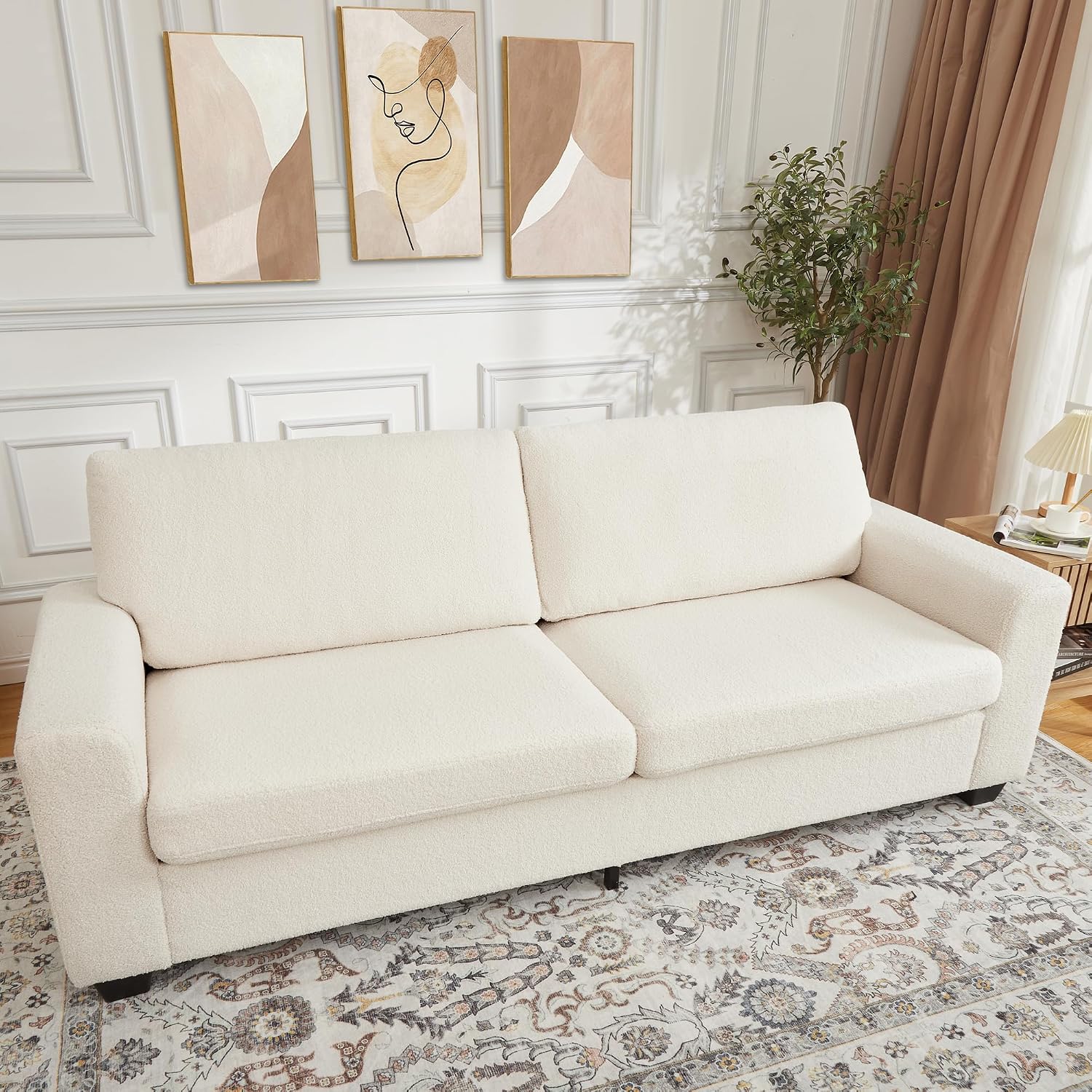 83 Inch Oversized Loveseat Sofa, Modern Corduroy 2 Seater Deep Seat Couch with Wide Armrest, Removable Washable Cushion Cover, Cozy Sofa for Living Room Bedroom Apartment