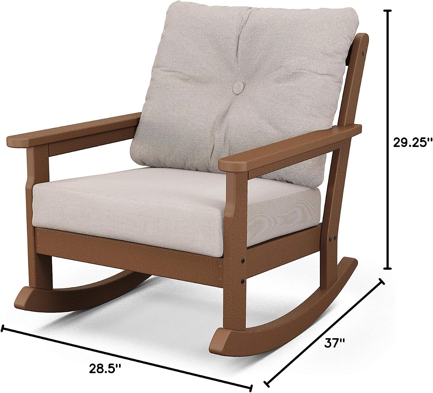 Polywood® Vineyard Deep Seating Rocking Chair in Teak/Dune Burlap