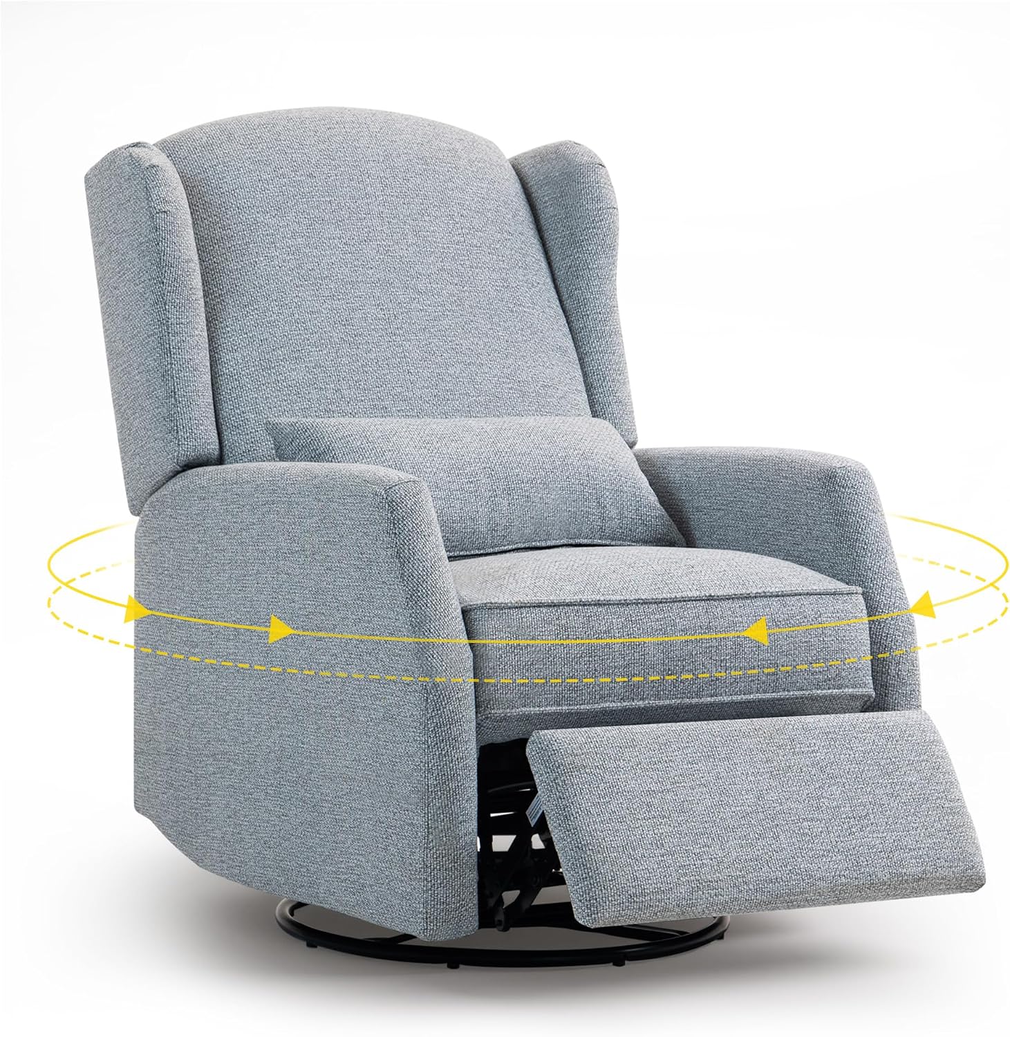 Swivel Rocker Recliner Chair with Adjustable Footrest, Swivel Rocking Recliner with Deep Seat Lumbar Pillow, Nursery Glider Recliner, 360° Recliner Chair for Living Room&Bedroom&Office (Gray)