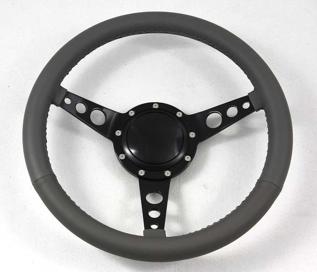 15' Classic Wrapped Steering Wheel 9 bolt with Horn Button-Darkgrey