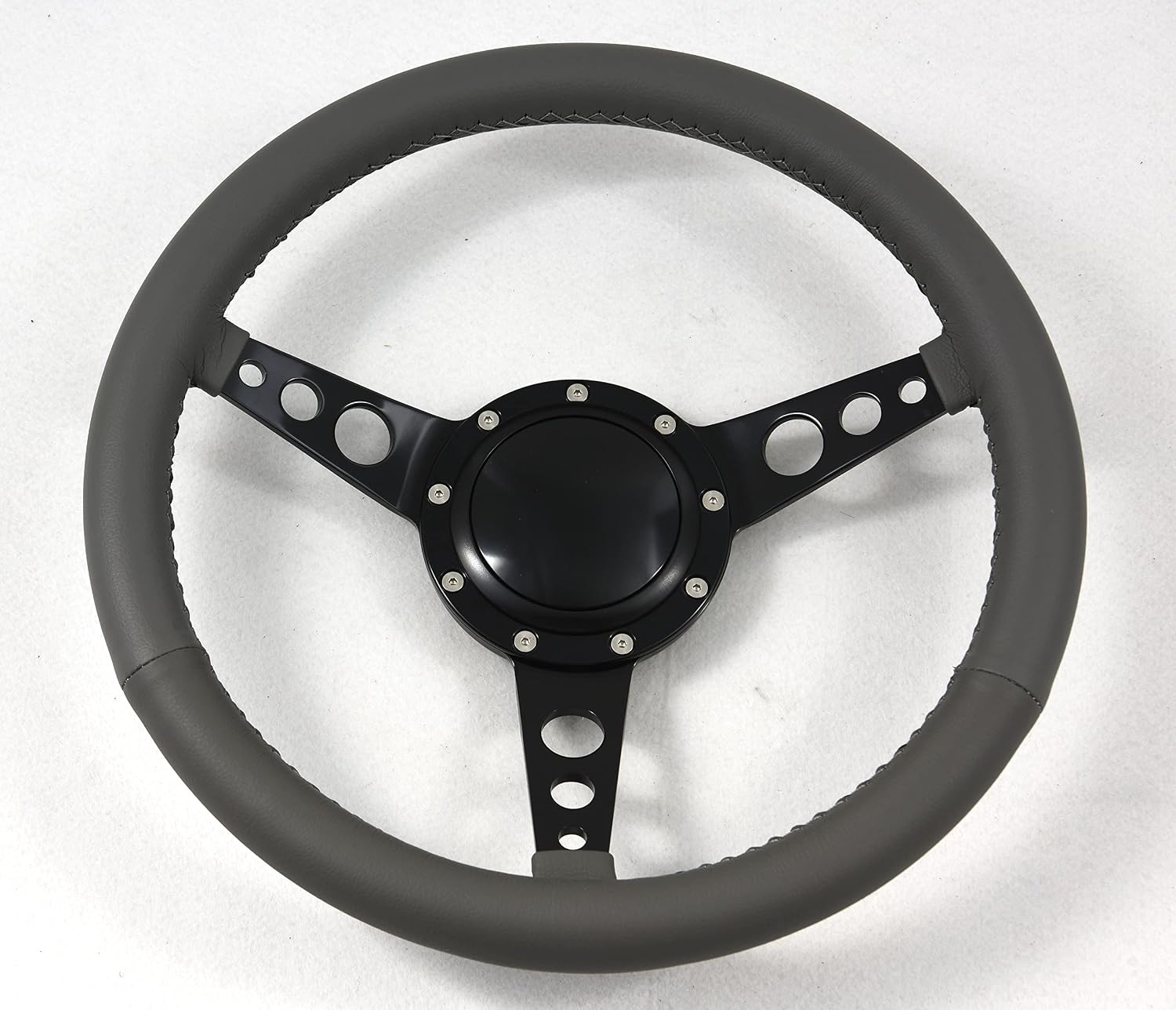 15' Classic Wrapped Steering Wheel 9 bolt with Horn Button-Darkgrey