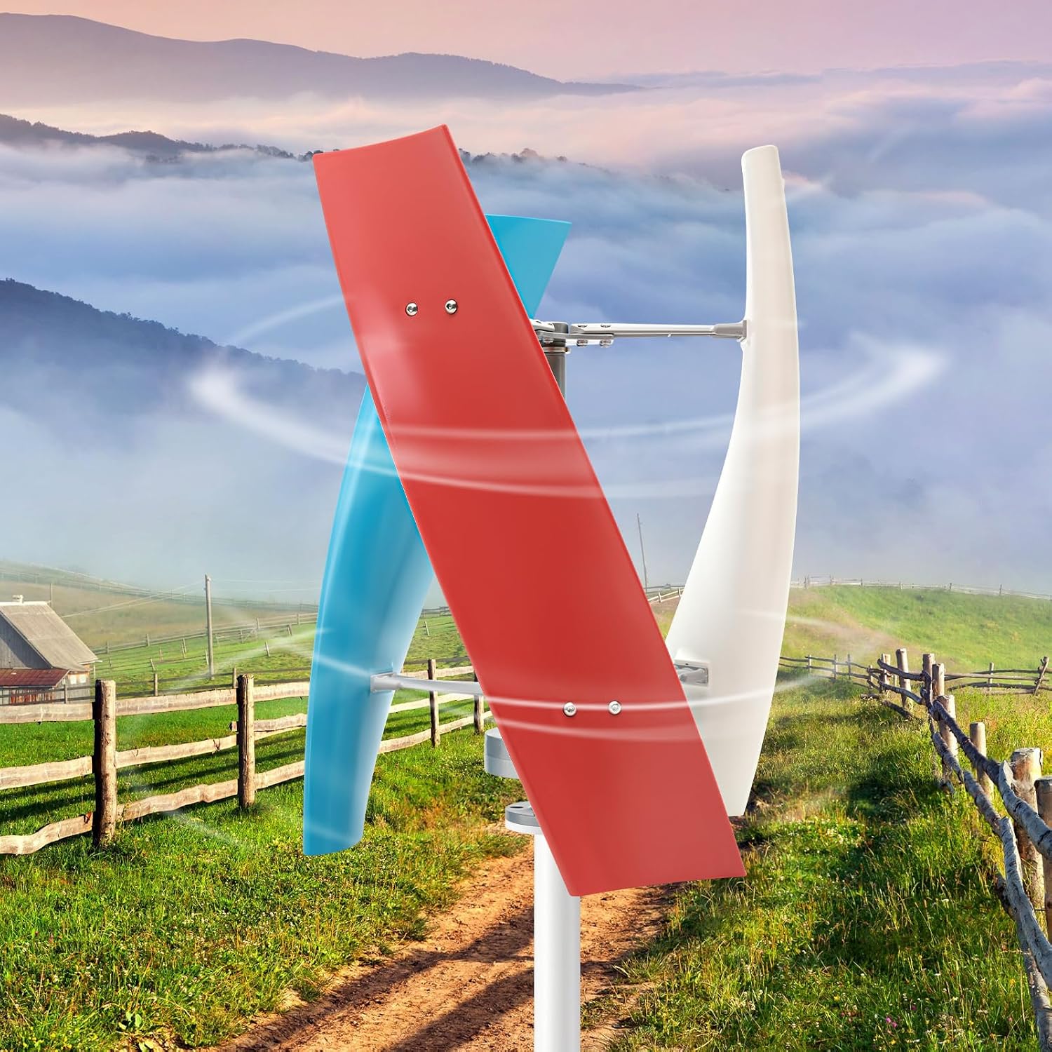 Wind Turbine Generator, 400W DC 12V Wind Generator Kit with 3 Blade Windmill Generator Suit Charge Controller Spiral Vertical Wind Turbine for Marine, RV, Home, Hybrid Solar Wind System