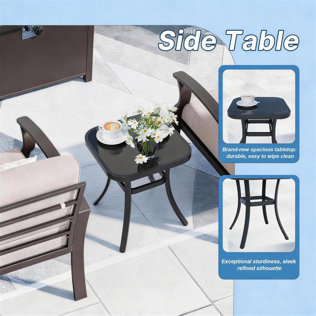 Kurapika 3 Pieces Patio Furniture Set, Outdoor Aluminum Swivel Gliders Rocker, Patio Bistro Set Rocking Chair with Thickened Cushions and Side Table for Porch Garden(Navy Blue)