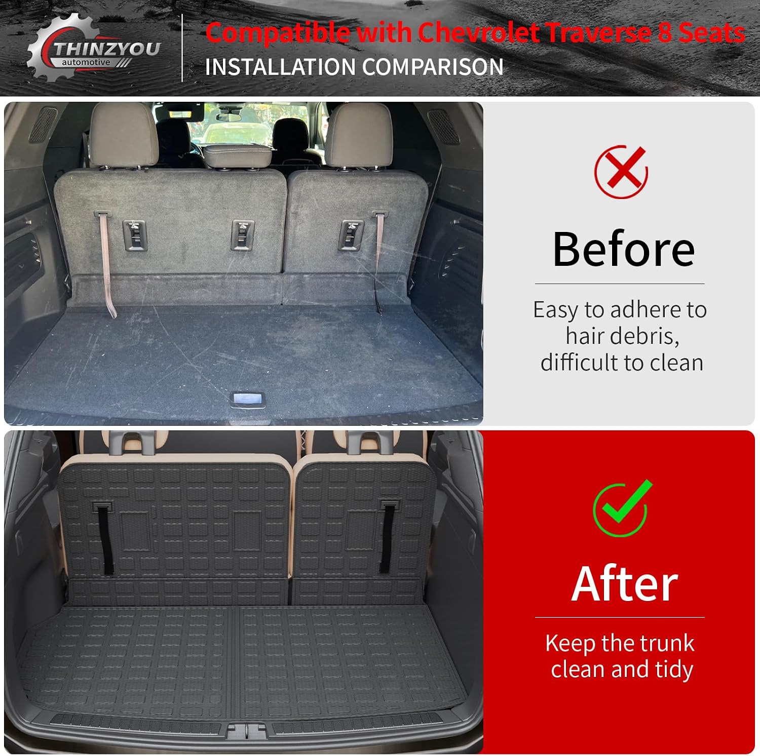 8 Seats Floor Mats Compatible with 2024 2025 2026 Chevy Traverse&GMC Acadia Cargo Liner Back Seat Cover Protector Caogo Mats 24-25 Chevrolet Traverse Accessories (Floor Mats Set of 9PCS)