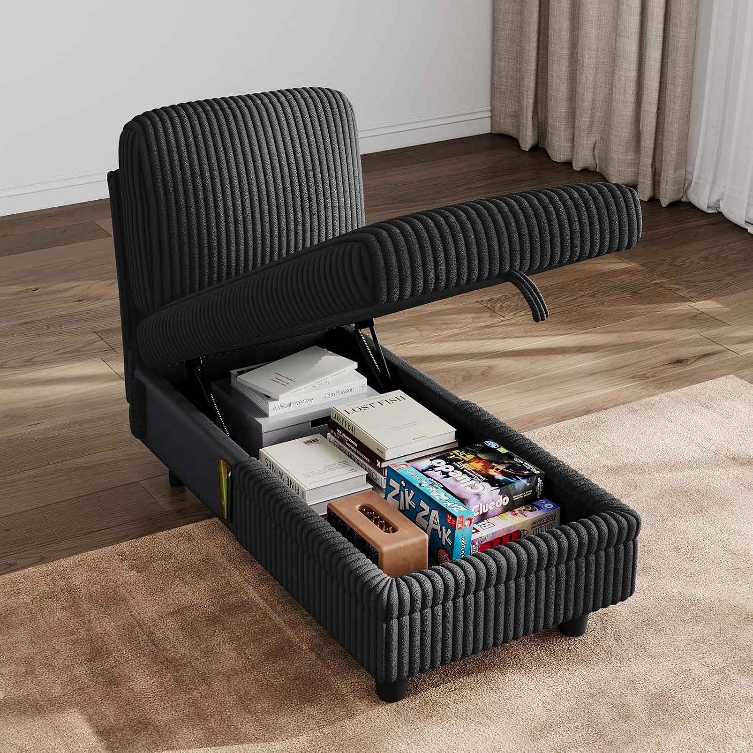 LINSY HOME Modular Sectional Sofa Module (Black, Storage Chaise)