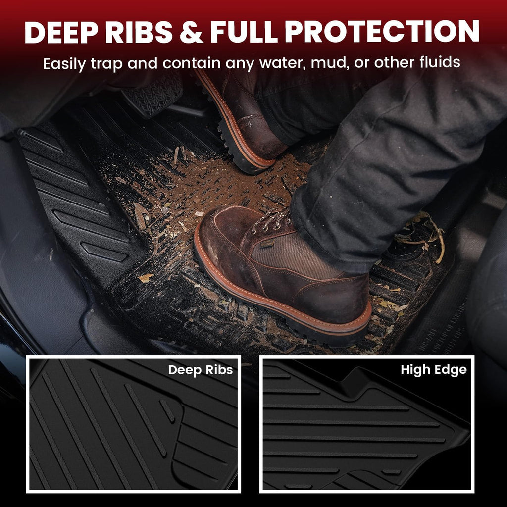 LASFIT Floor Mats for Chevrolet Chevy Colorado/GMC Canyon 2015-2022 Extended Cab Only (Not Fit Crew Cab), All Weather TPE Custom Fit Floor Mats for Cars, 1st and 2nd Row Car Floor Mats Full Set