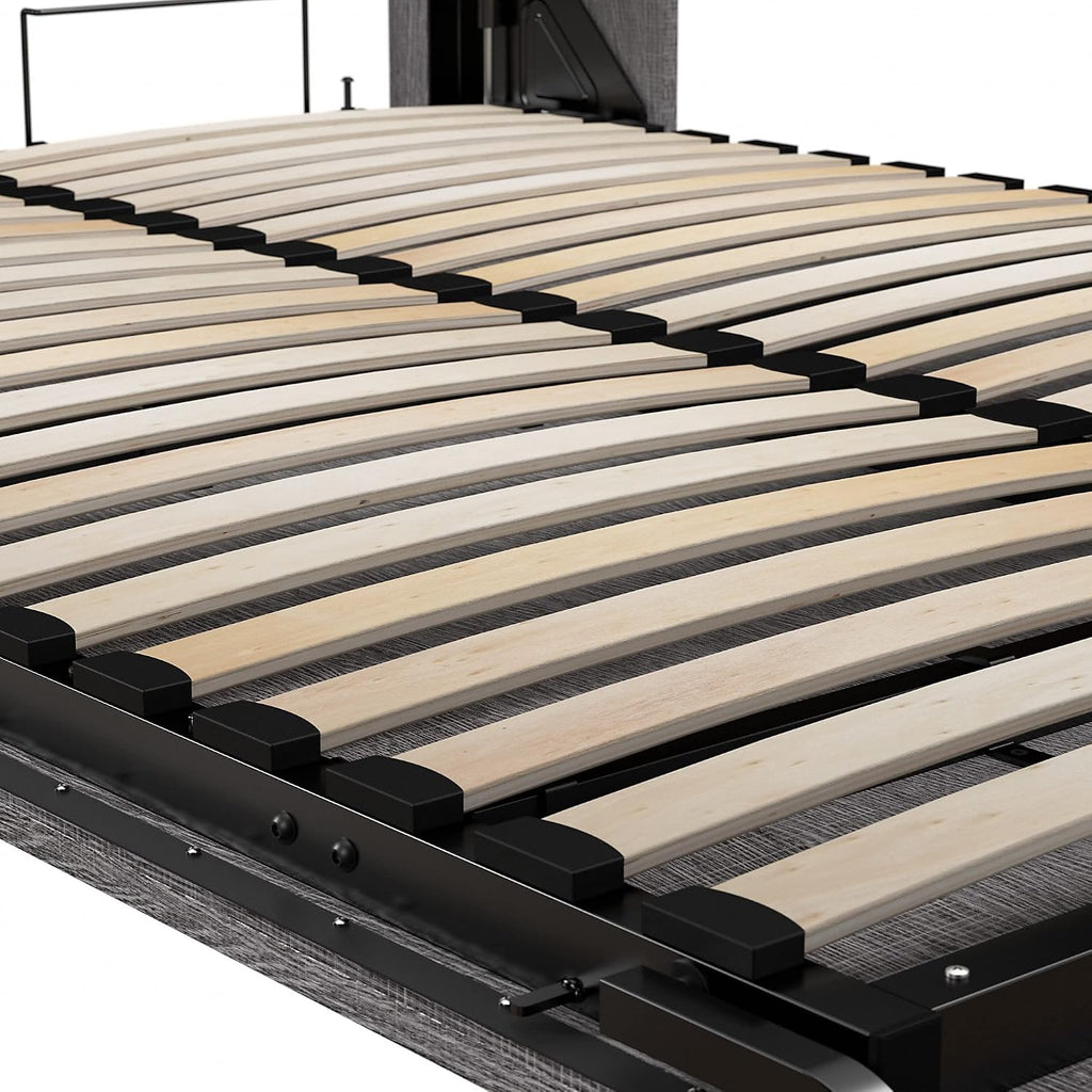 Bestar Pur Full Murphy Bed and 2 Shelving Units with Drawers, 109-inch Space-Saving Wall Bed