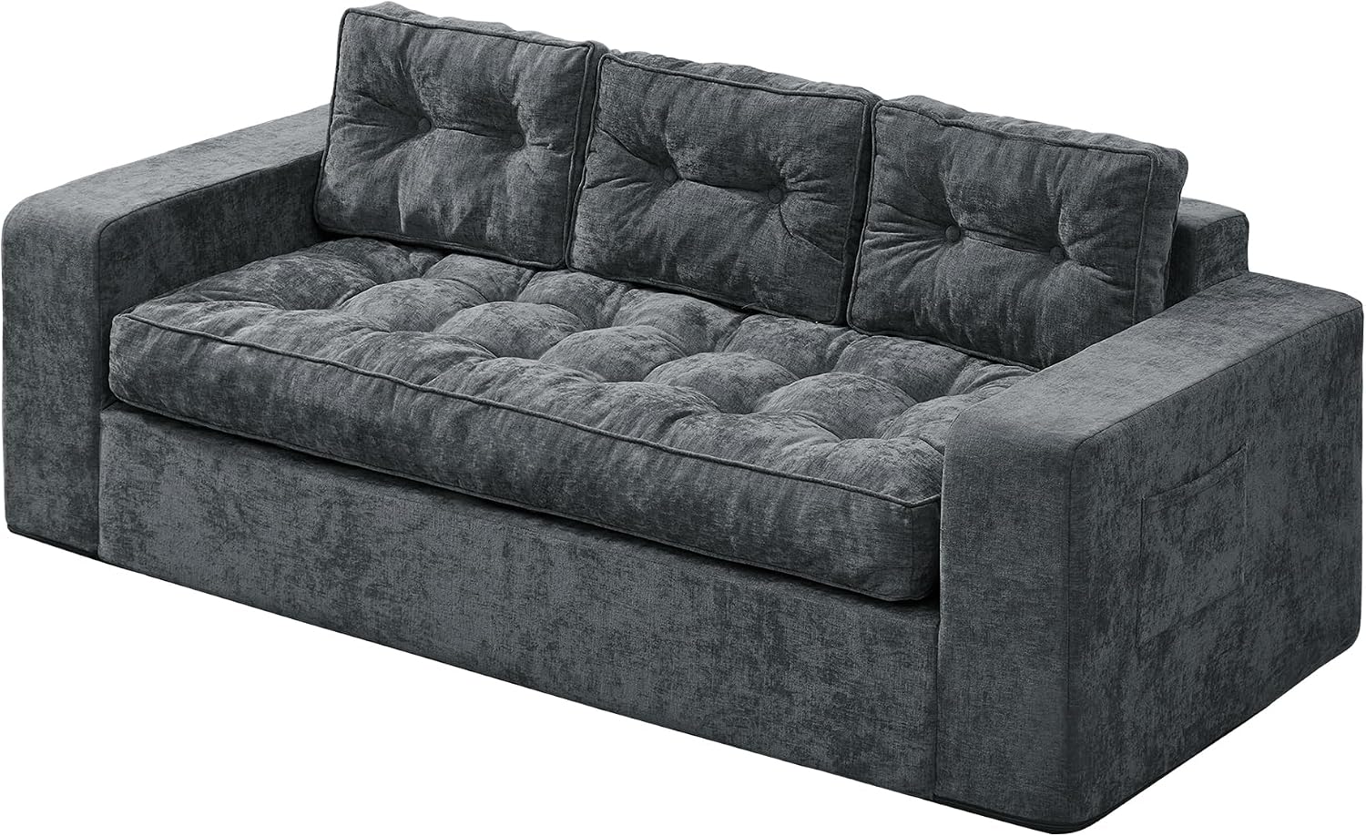 Hobestluk 3-Seater Sofa Boneless Couch with Tufted Button Design 2 in 1 Comfy Cloud Couch Oversized Sofa for Living Room Bedroom Apartment or Office (Blue Grey, 3 Seater)
