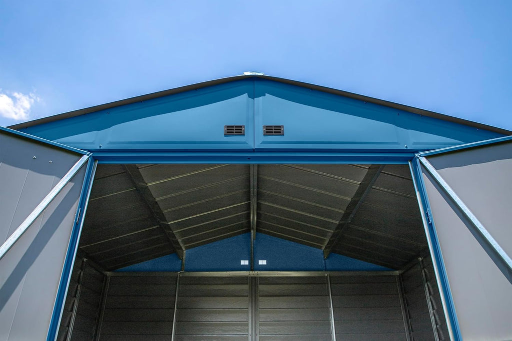 Arrow Select 10' x 8' Outdoor Lockable Steel Storage Shed Building, Blue Grey