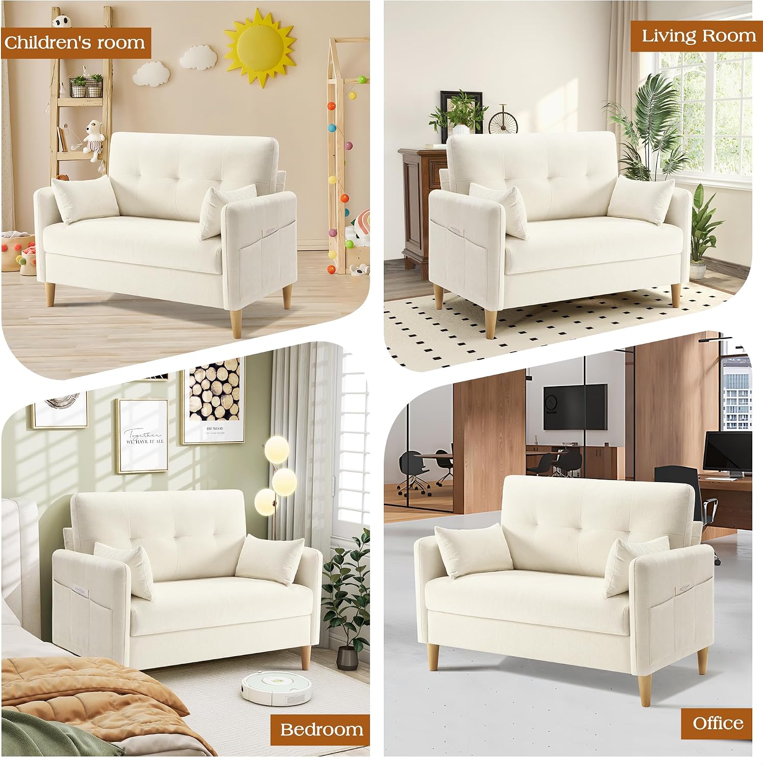 Hanherry Loveseat Sofa, 47' Small Couch for Living Room, Comfy Chenille Fabric Love Seat for Bedroom withThrow Pillow,Removable Cushion Cover,Couches for Small Space,Apartment,Dorm