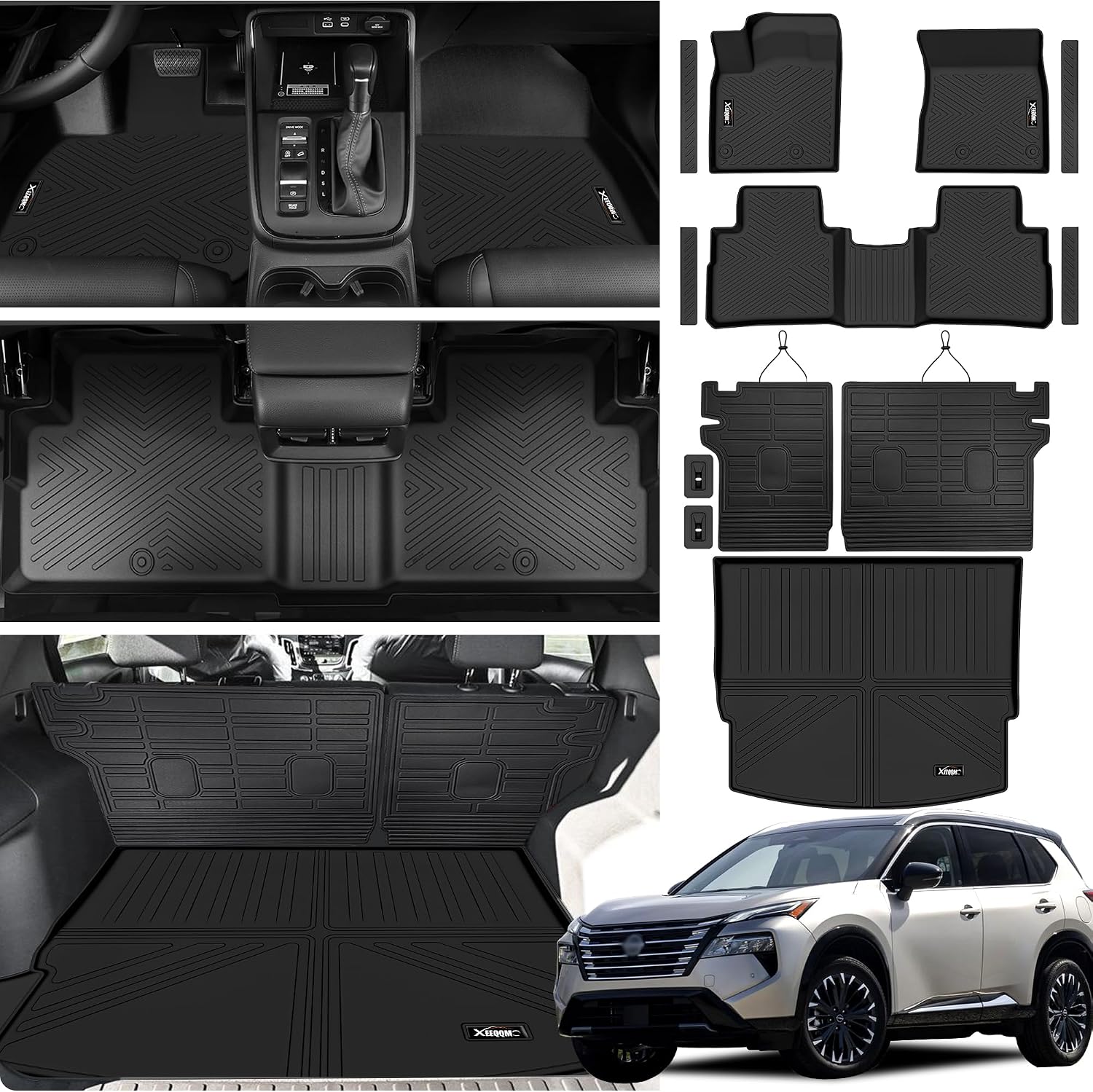 Floor Mats & Cargo Liner for 2021-2025 Nissan Rogue with Backrest Mat S/SV/SL/Platinum (NOT for Sport) All Weather TPE Protection Floor Liners Full Set with Trunk Mat for 2025 Nissan Rogue Accessories