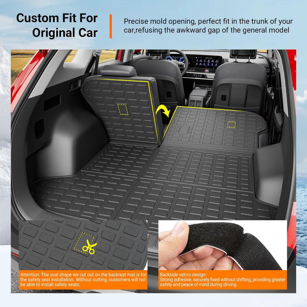 powoq Floor Mats Compatible with 2023-2026 Kia Sportage Fuel Cargo Liner with Backrest Mat TPE Replacement for 2023-2026 Kia Sportage Accessories (Trunk Mat with Backrest Mat+Floor Mats)