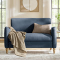 HULALA HOME 50.5' Loveseat Sofa with Stripe Pattern, 2 Seater Farmhouse Sofa with Rolled Wide Armrests and Rubber Wood Legs, Comfy Upholstered Small Couch for Living Room Bedroom, Navy