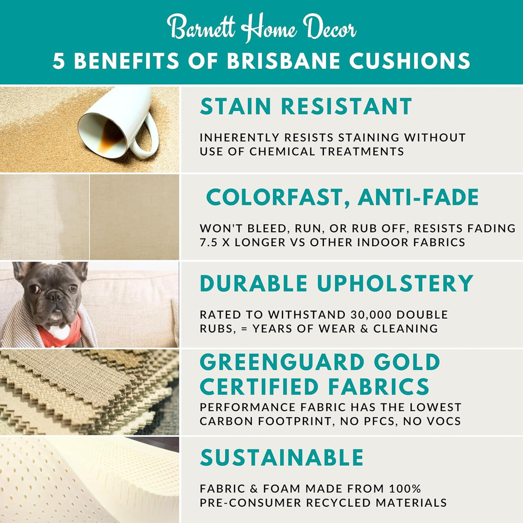 Barnett Home Decor Dining Chair Cushions with Ties, 15 x 17, Pack of 4 – Avante Green (Natural) – Stain-Resistant Reversible, Latex Foam Fill, Made in USA