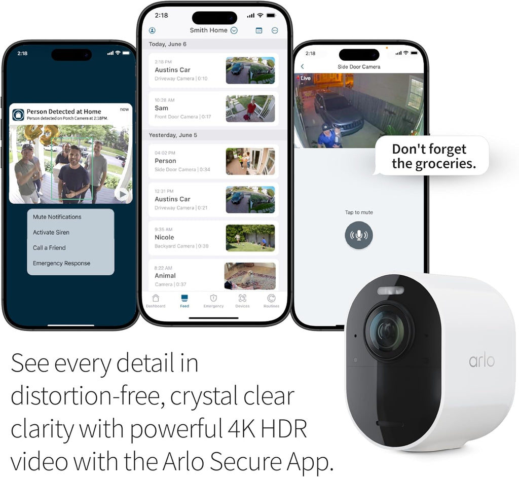 Arlo Ultra Security Outdoor Camera 4K HDR (2nd Gen, 2020 Release) + SmartHub, Battery Power, Emergency Response, AI Event Captions, 1-Month Trial of Secure Plan, 180° Field of View, 2 Cam, Black