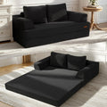 COMAX Convertible Sofa Bed – Folding Floor Couch Loveseat with Corduroy Cover & Pillows, Black | Multi‑Mode Lounger, Futon Sleeper Mattress for Living Room & Bedroom