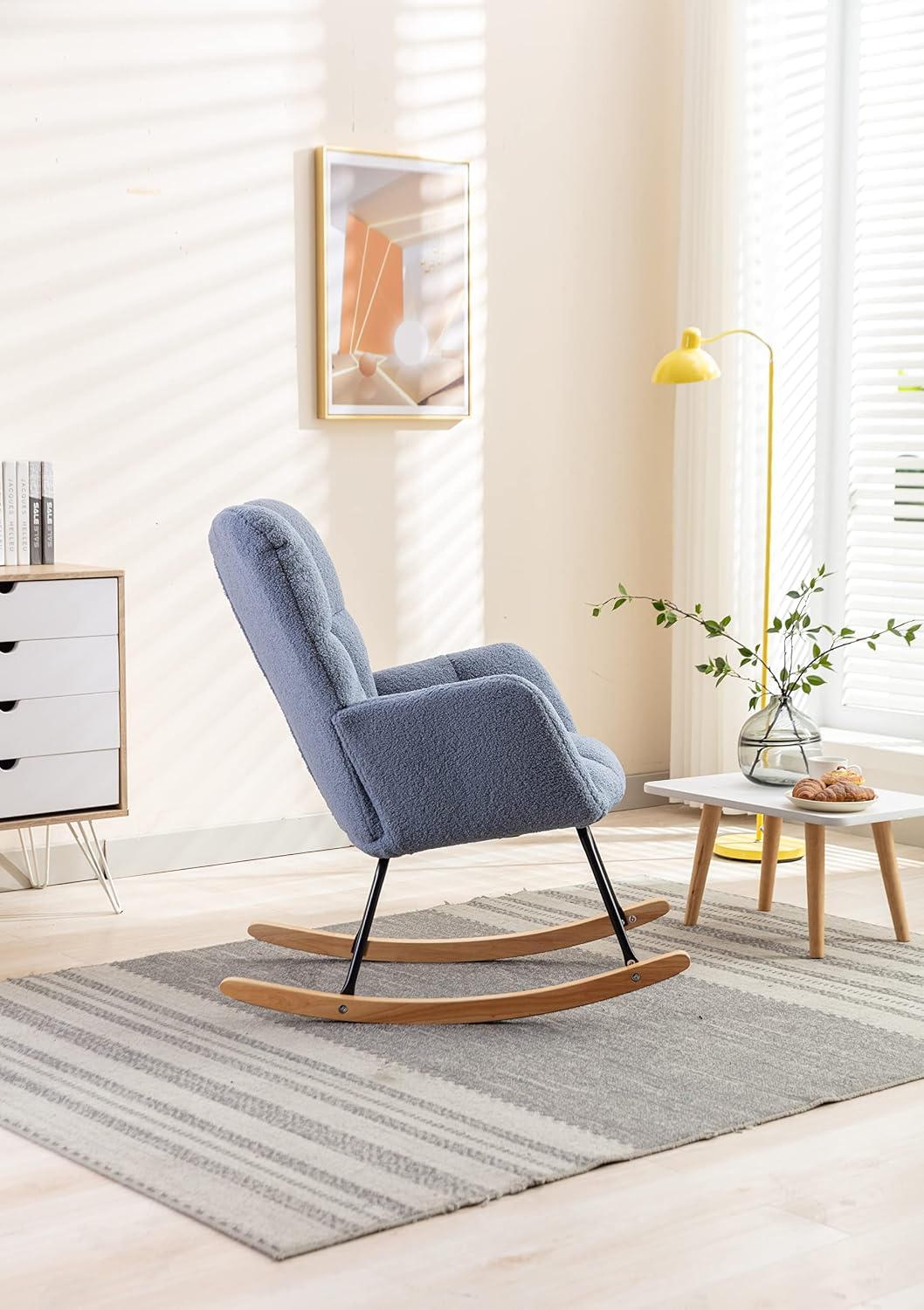 Rocking Chair Nursery Gilder, 31.5' D×27.6' W×37.4' H, Soft Teddy Fabric, 250LBS Capacity, Living Room & Nursery Accent Furniture