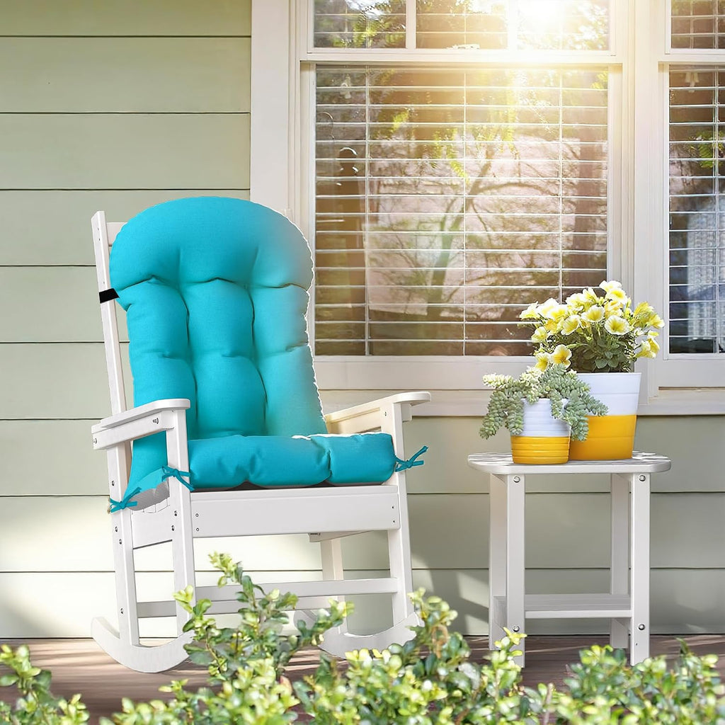 Adirondack Chair Cushions Set of 4, Thick High Back Rocking Chair Cushion 47x19.6x4 Inch, Folding Patio Pads with Ties, Waterproof & Fade-Resistant Seat Pads Indoor/Outdoor (Blue)
