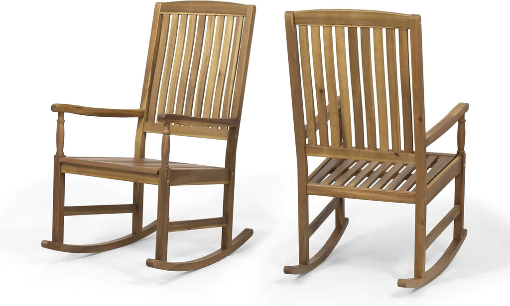 Christopher Knight Home Outdoor Acacia Wood Rocking Chairs (Set of 2),Brown/Teak