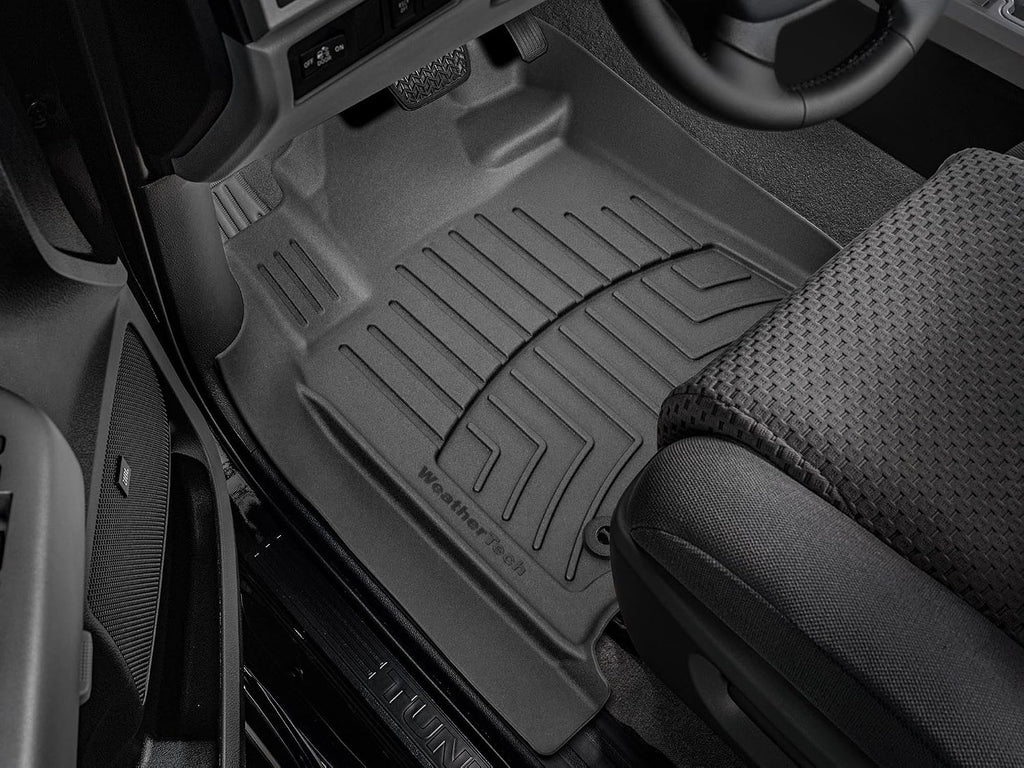 WeatherTech FloorLiner HP Custom Fit Floor Mats for Toyota Tundra, Sequoia - 1st Row (444081IM), Black
