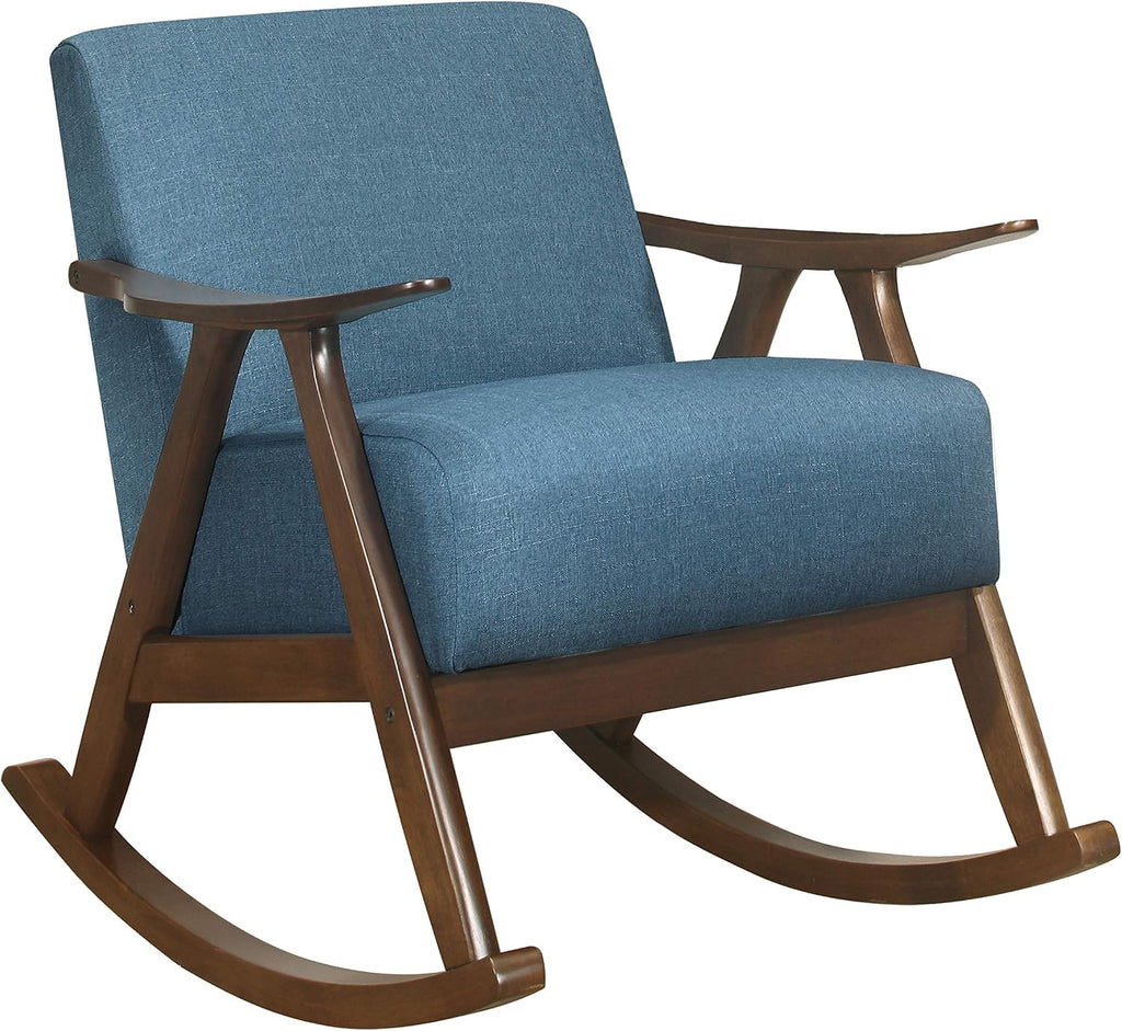 Lexicon Helena 28.5' W Fabric Wood Arm Rocking Chair, Blue