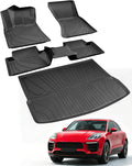 Car Floor Mats for Porsche Macan 2014-2025 2026 4PCS Full Set Not for EV | All Weather Full Coverage Floor Liners Heavy Duty Waterproof Long-Lasting Macan T/S/Turbo/GTS Accessories TPE Rubber Carpet