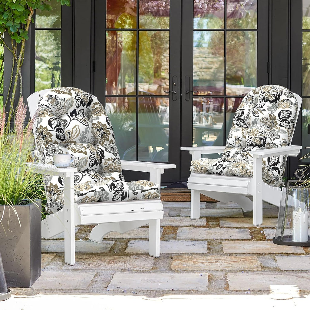 Indoor/Outdoor Adirondack Chair Cushions 44 x 19 x 4 Inch, Tufted Outdoor Rocking Chair Cushion, Anti-Slip High Back Patio Chair Cushions, Set of 2,Dailey Tan
