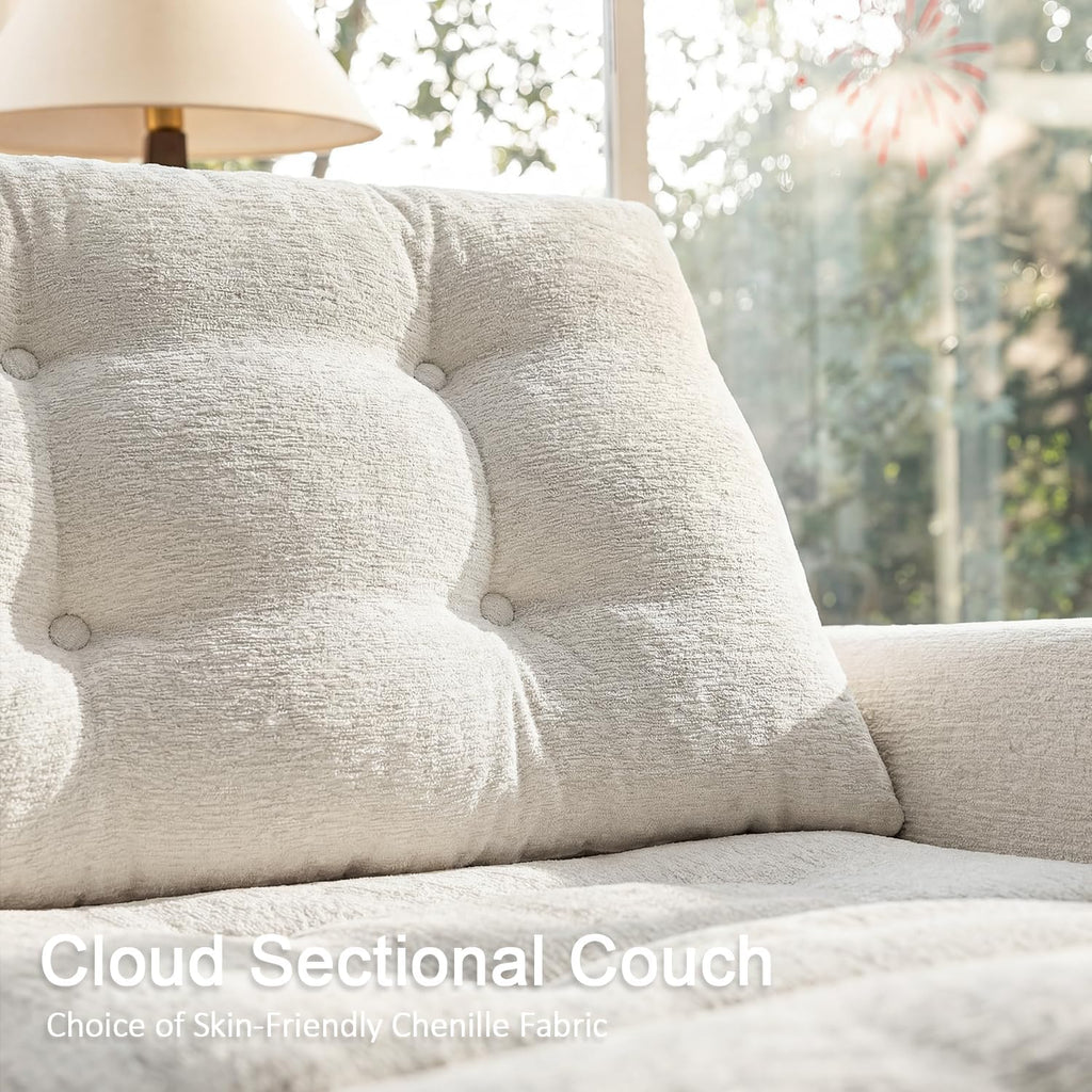 142' Cloud Sectional Couches U-Shaped Modular Boneless Chenille Sofa Couches with Deep Seat Ottoman and Side Pockets, Module Combination for Living Room 4 Seater