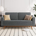 Vipbear 65.4' Loveseat Sofa Grey Corduroy Couch, Mid-Century Modern Small Couches for Living Room, Bedroom, Office, Comfy Sofa with Spring Cushion, Solid Wood Frame, Tool-Free Assembly