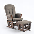 Joli Deluxe Glider Chair and Ottoman Set (Anthacite Fabric and Walnut Frame)