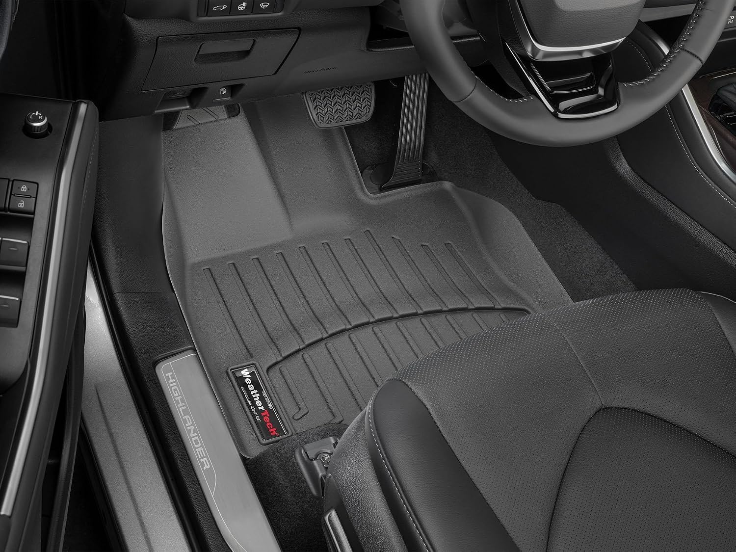 WeatherTech Custom Fit FloorLiners for Toyota Highlander, Highlander Hybrid, 1st Row (4416091), Black