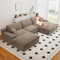 107' Cloud Couch Modular Sectional Sofa for Living Room, U-Shape Boneless Couch with Deep Seat, Modern Corduroy 3-Seater with Ottoman, No Assembly Required (Camel,Right-Facing Chaise)